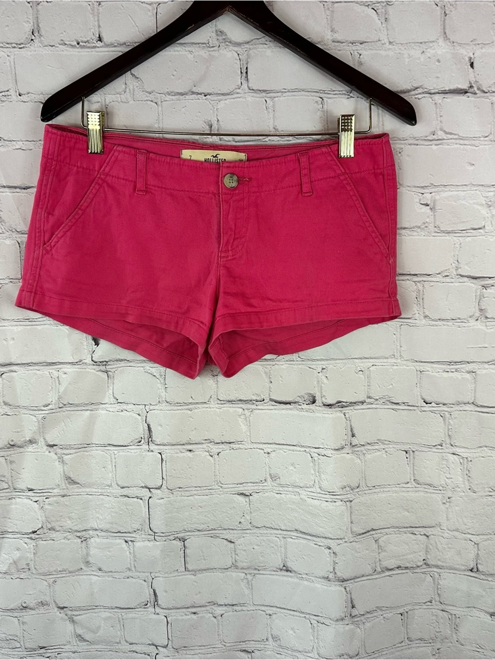 Hollister Hot Pink Denim jean Shorts women 7 streetwear skater surfer boho beach